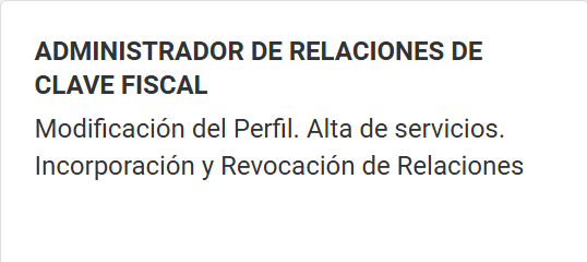 Pantalla Administrador de Relaciones de Clave Fiscal