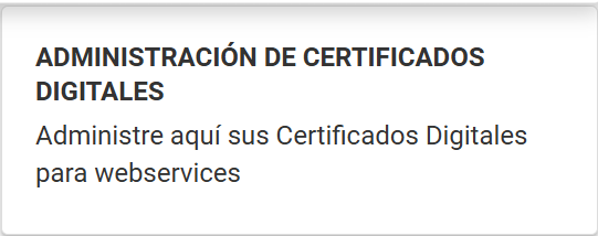 Pantalla Administración de Certificados Digitales de ARCA