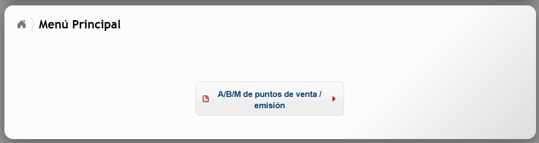 Menú principal, opción A/B/M de puntos de venta / emisión